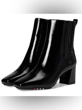 Anne Klein Patent Chelsea Block Heel Ankle Boots NIB